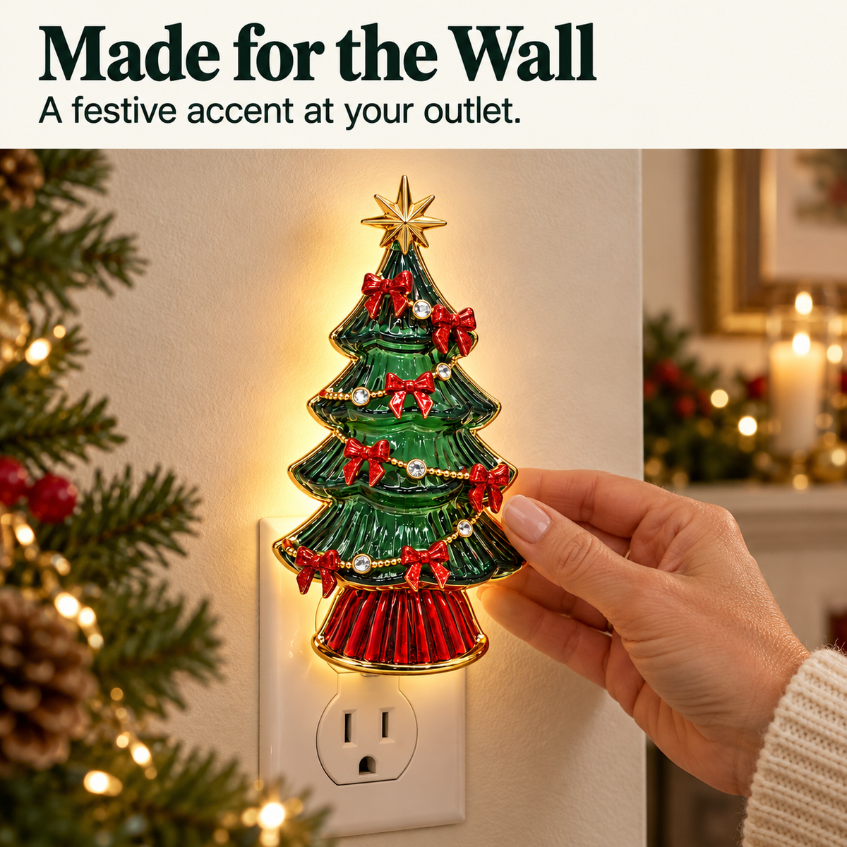 🎄 Christmas Plug-In Night Light – 4 Charming Holiday Designs ✨