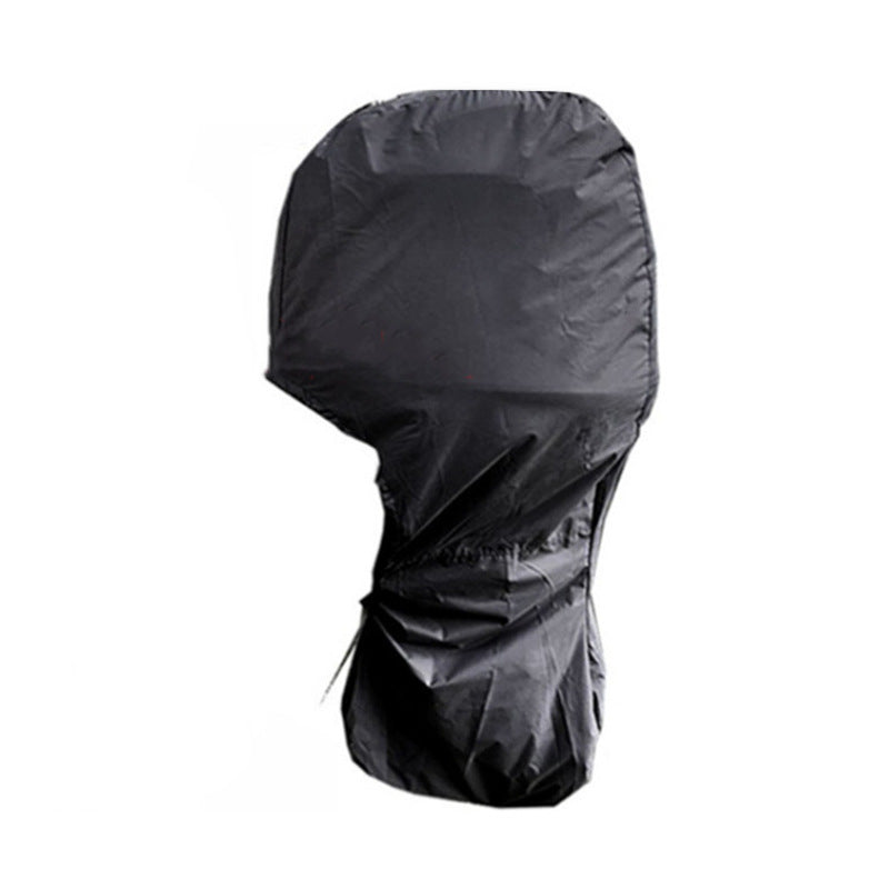 Full-length black outboard motor cover