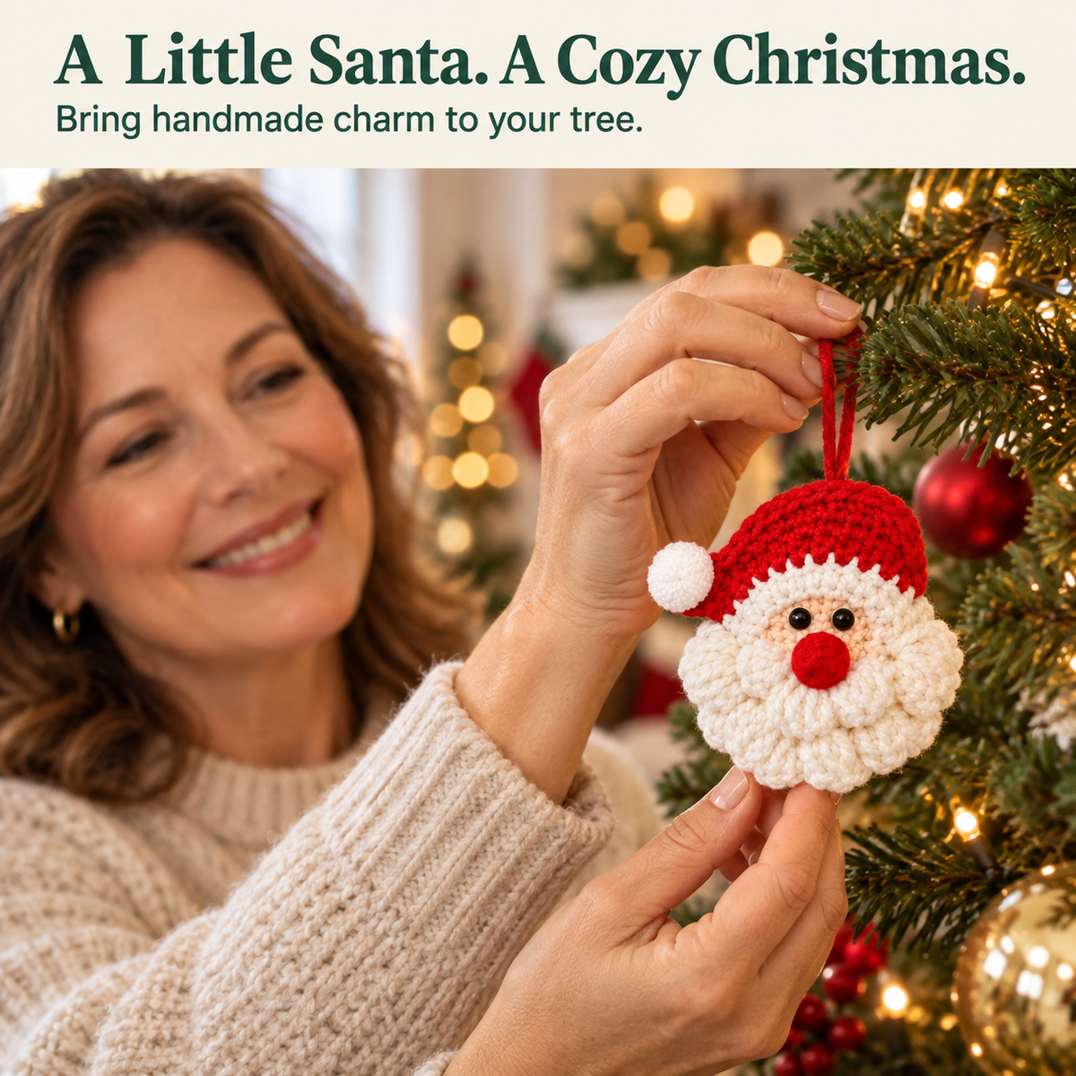 🎅 100% Handmade Crochet Santa Ornament (Sarah Wilson Handmade) - The Best Christmas Gift
