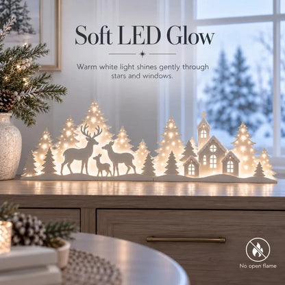 🦌❄️ Leuchtende Weihnachtsdeko fürs Fenster – Rentier & Dorf | 2-teiliges LED-Set ✨