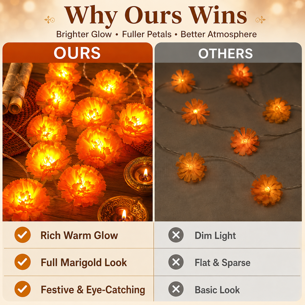 🌼 Chrysanthemum LED Lights for Halloween & Altars