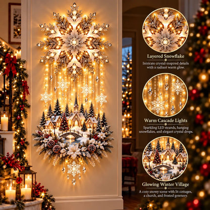 🔥Last Day 55% OFF❄️Christmas Snowflake Village Lighted Wall Decor