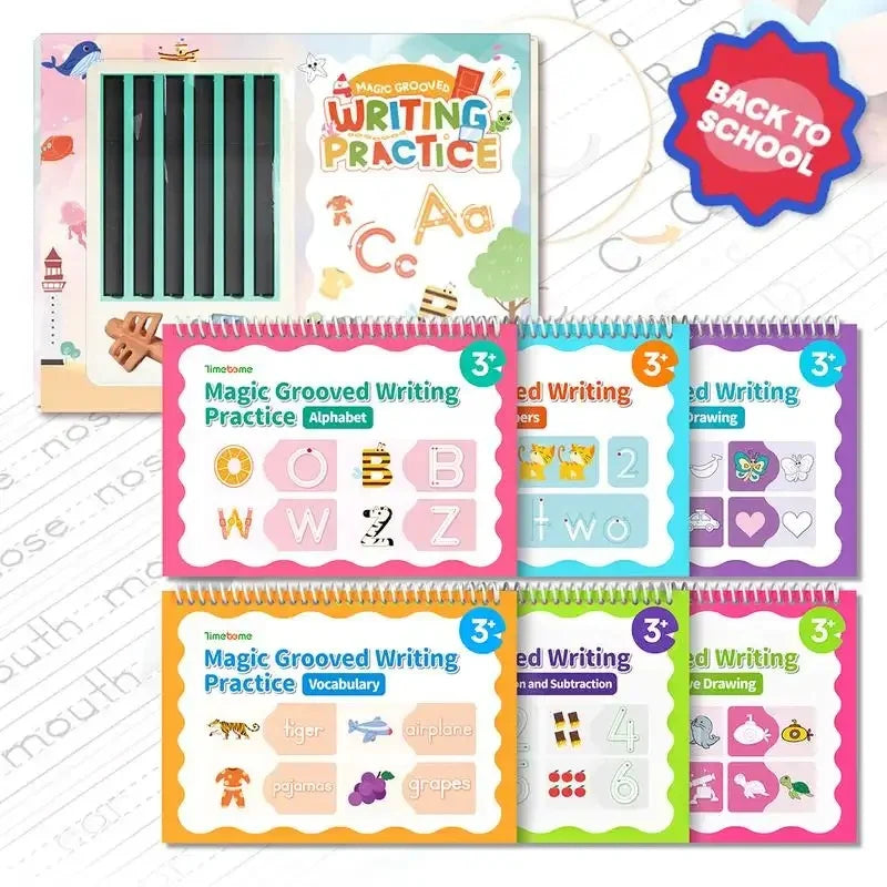 ✏️ Magic Handwriting Practice Book – Fun Reusable Groove Writing Set for Kids 🌈
