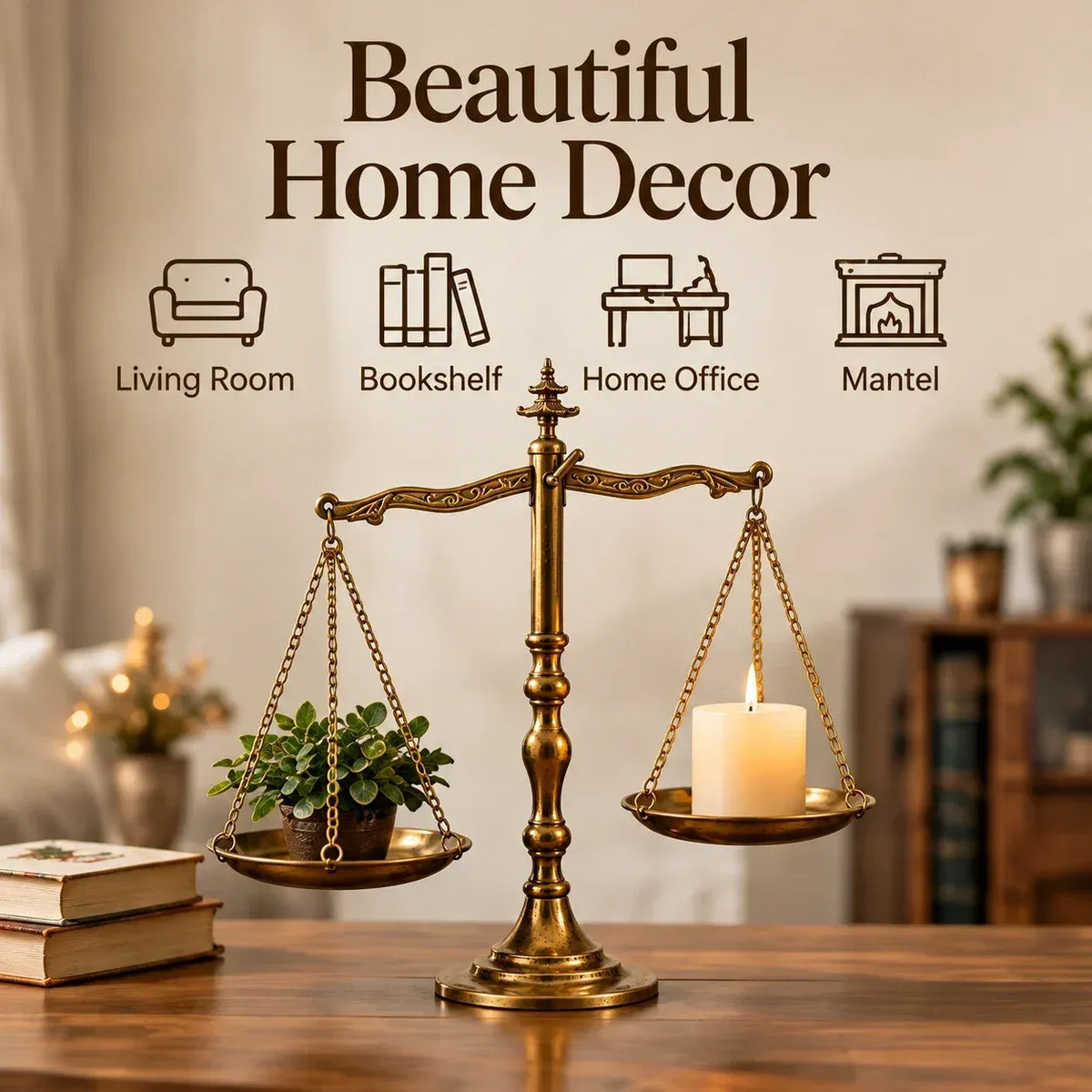 ⚖✨Vintage Brass Balance Scale — Decorative Tabletop Scale for Shelf, Mantel & Desk(📦Buy 2 Free Shipping)