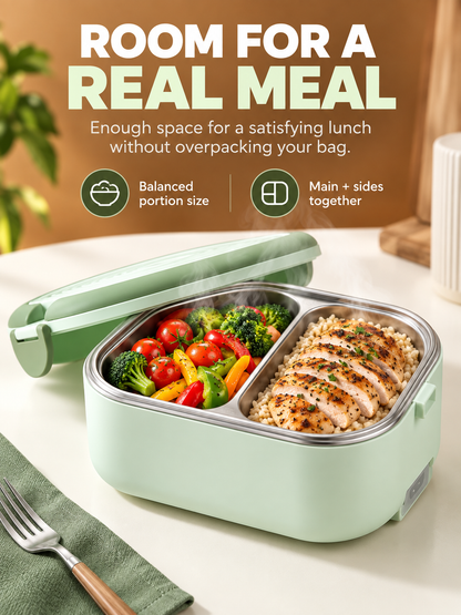 Portable Electric Heated Lunch Box Water-Free Food Warmer