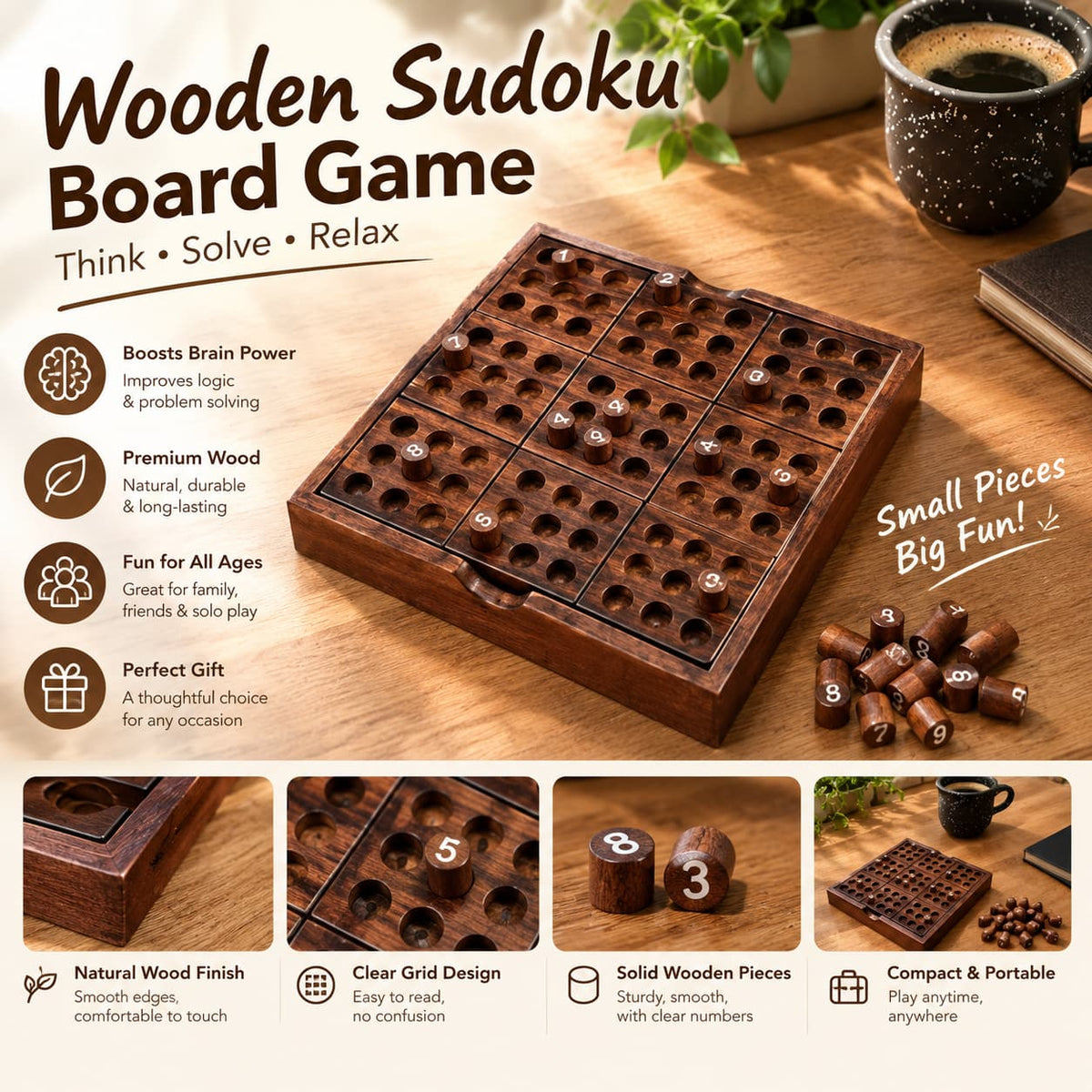 💕Hot sale 49% OFF🧩 Wooden Sudoku Set & Guide