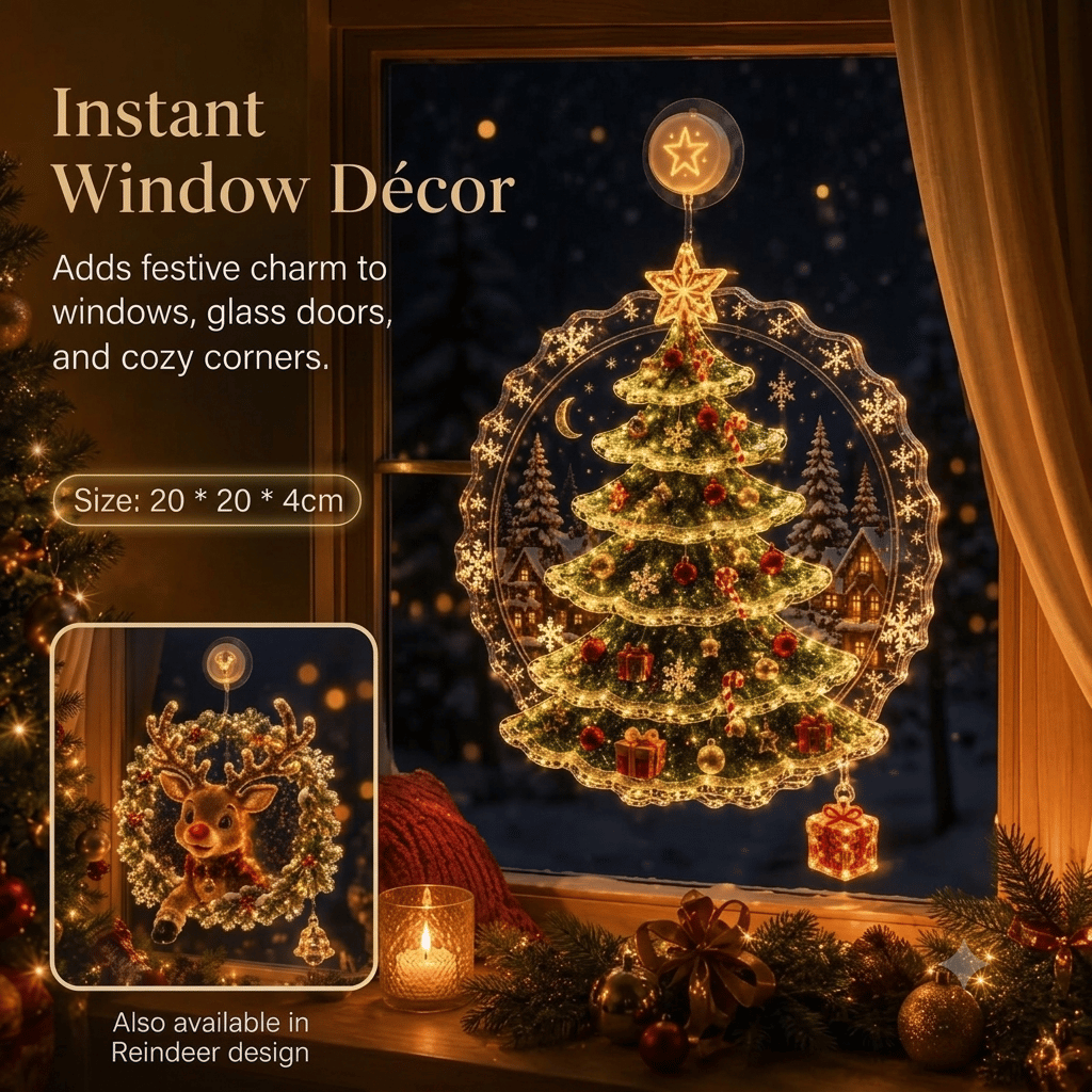 🎄 Weihnachts-Fensterlicht mit Saugnapf