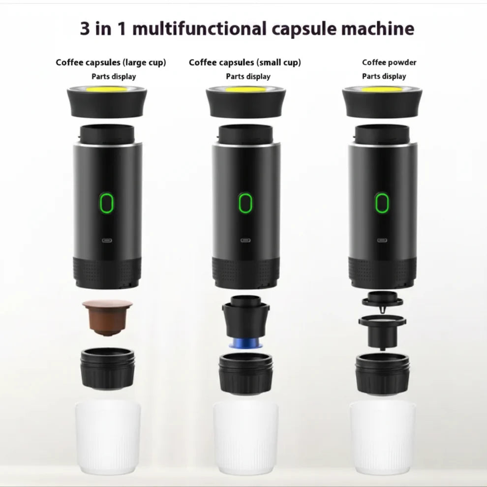 Portable Espresso Coffee Maker – 15-Bar Rechargeable Travel Coffee Machine