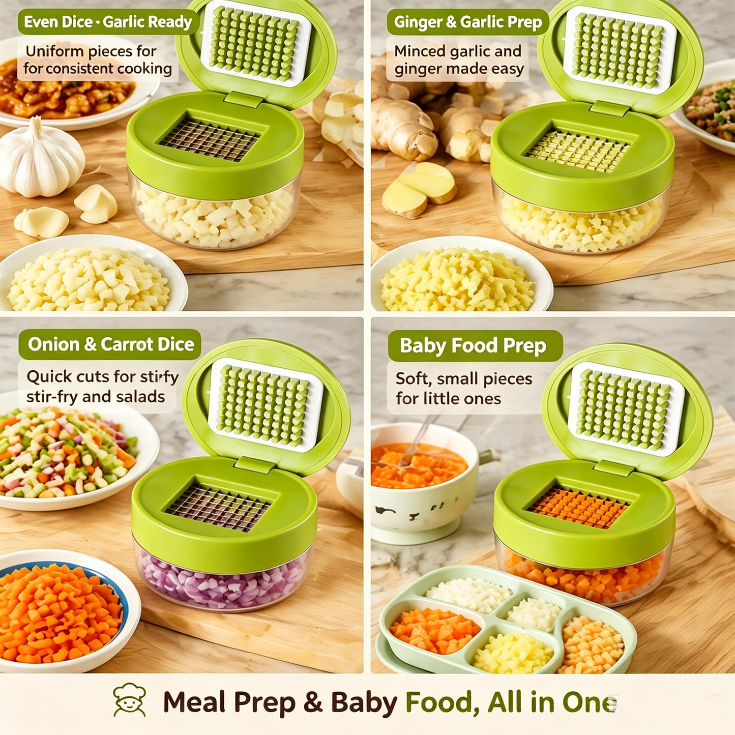 🧄 Press-Type Mini Garlic Dicer, Multi-Purpose Vegetable Cube Cutter for Kitchen Prep &amp; Baby Food