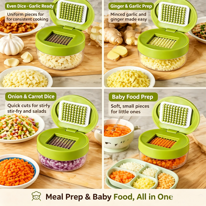🧄 Press-Type Mini Garlic Dicer, Multi-Purpose Vegetable Cube Cutter for Kitchen Prep &amp; Baby Food