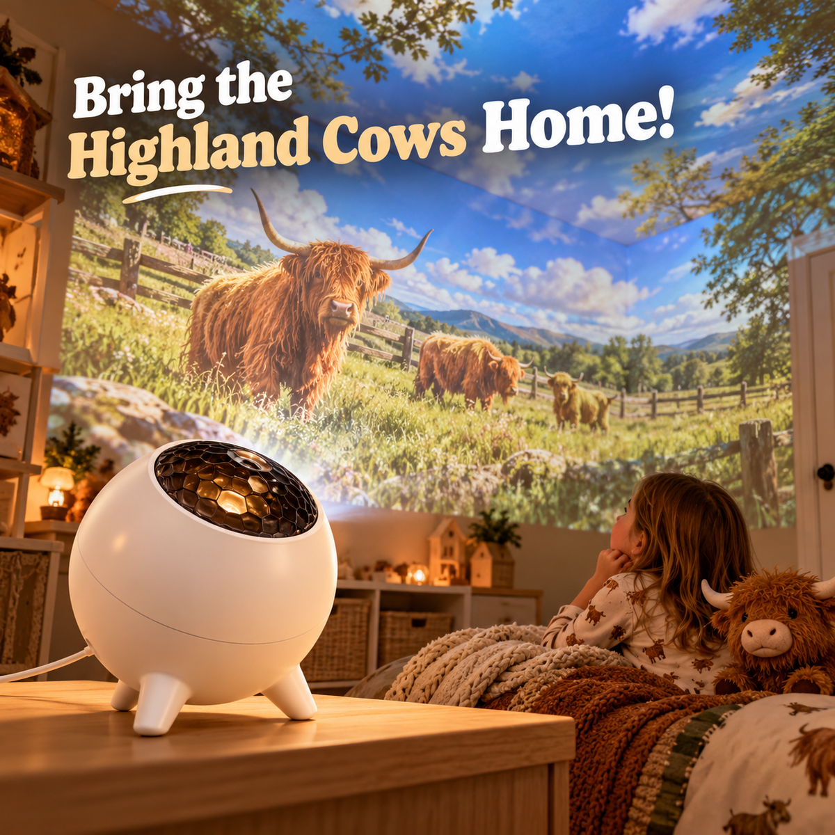 Highland Cow Projector | Cozy Room Decor & Gift
