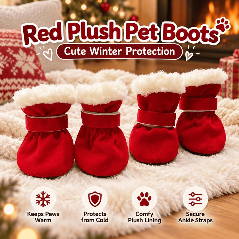 🐾Soft Velvet Puppy Booties, Warm Non-Slip Paw Covers for Small Dogs