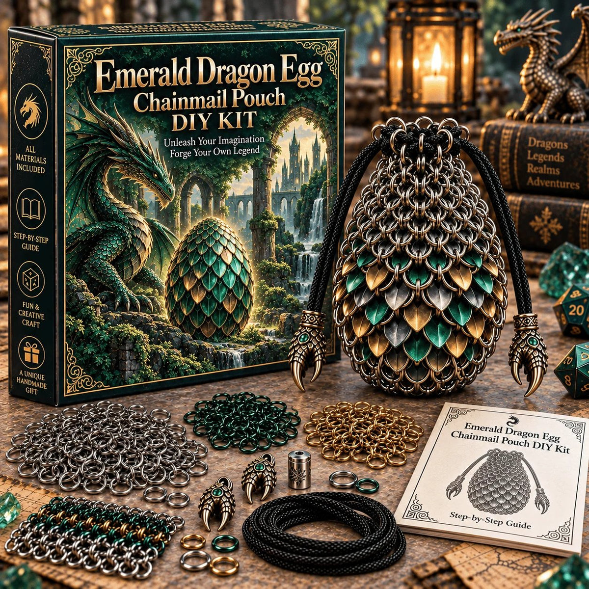 Dragon Egg Chainmail Pouch DIY Kit – 8 Fantasy Styles