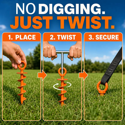 Heavy Duty Spiral Blade Ground Anchor Kit, 4-Pack 15-Inch Solid Steel Stakes for Tents, Carport, Garden Sheds, Multi-Purpose Full Spiral Blade Design, Easy Installation, High Load Bearing, Deep Soil Grip, Anti-Loosen