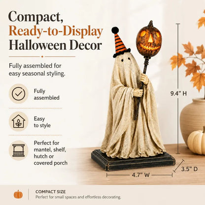 🏆Summerween Sale 48% OFF 👻🎃 Lighted Vintage Ghost Figurine with Glowing Pumpkin Staff