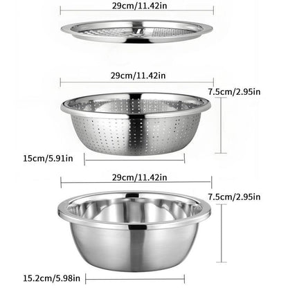 [DealsForYouDays] Multifunctional cutting machine,3-In-1 Stainless Steel Multi-Functional Strainer Set, Includes Basin/sieve/cutter, Ideal for Washing Rice Fruits Vegetables Kitchen Essentials