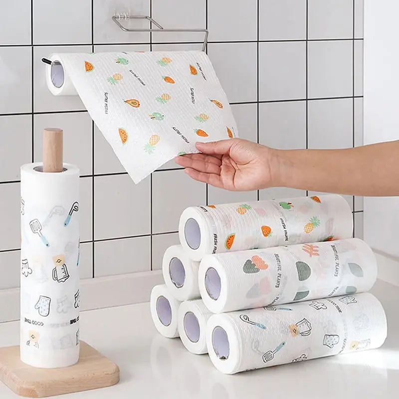 🧽✨ 50PCS Reusable Cleaning Rags Roll – Washable Multi-Purpose Kitchen Dish Towels for Everyday Cleaning 🏡
