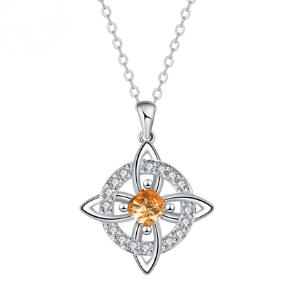 🔮 Personalized Witch’s Knot Birthstone Necklace – Sacred Protection & Luck Talisman ✨