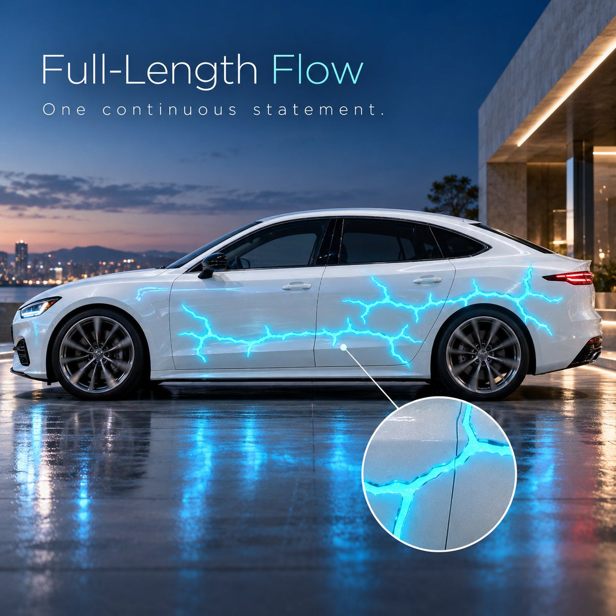 Liquid Laser Glow Car Wrap, Streaming Thunder Light Luminous Vinyl Film for Custom Car Styling & Night Car Show