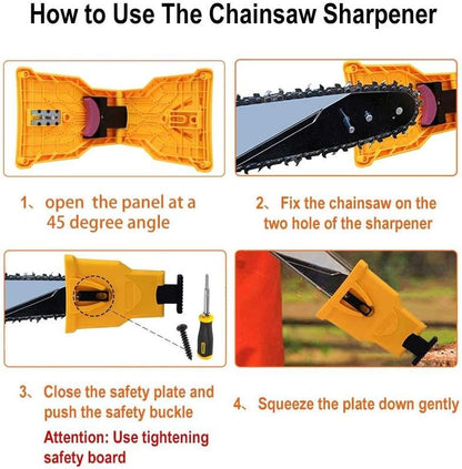 Portable Chainsaw Sharpener - Bar-Mount Rapid Chain Sharpening Tool for 14/16/18/20 Inch 2-Hole Chainsaw Bars