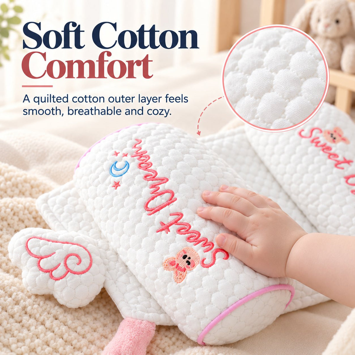 Millet Head-Shaping Pillow for Babies and Toddlers, for Correcting Head Asymmetries in Newborns, Model 06 – Pillow for Side Sleeping with a Removable Insert