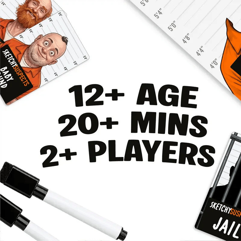 🚨 Sketchy SuspectsTM Police Sketch Party Game | Hilarious Drawing & Guessing Game for Ages 12+, 2+ Players, Family Nights & Parties ✏️😂