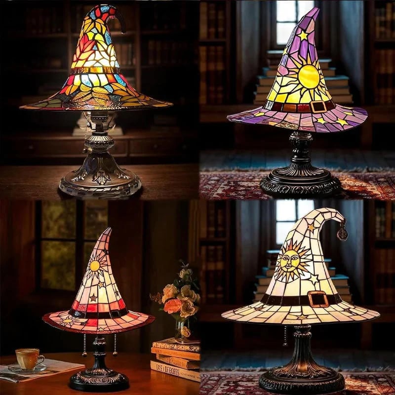 🧙‍♀️🪄Witch Hat Lamp That Casts Enchanting Glow, Stained Glass USB Light for Instant Halloween Vibe