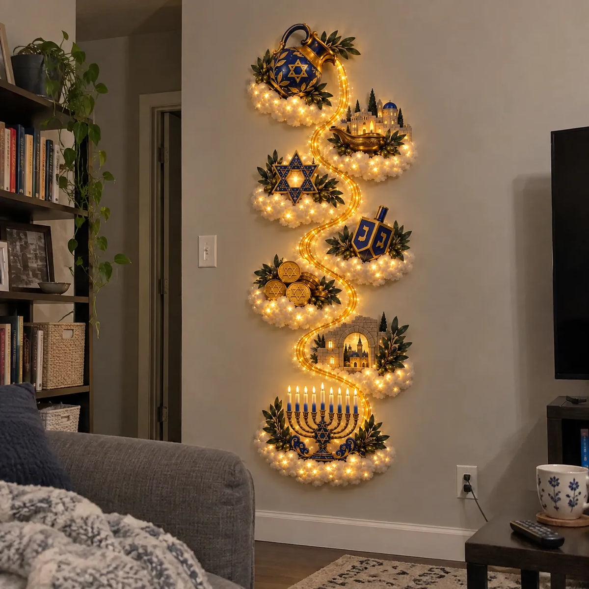 🔥🎁🕎 Hanukkah Festival of Lights Wall Decor Collection – 4 Glowing Designs Celebrating Eight Nights of Light ✨