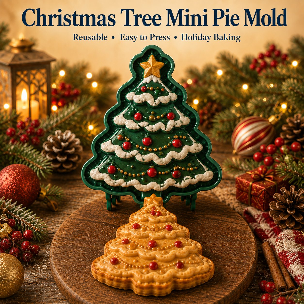 ⏳ Last Day 49% OFF – 🎄16-Design Christmas Mini Pie Mold Collection | Reusable Embossed Molds for Shaping Detailed Santa, Snowman, Reindeer, Tree & Holiday Pies 🥧✨