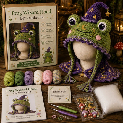 🧶✨ Fantasy Hood Hat DIY Crochet Kit | Premium Soft Yarn Materials with Step-by-Step Guide DIY Handmade Wearable Character Hood 🎭✨