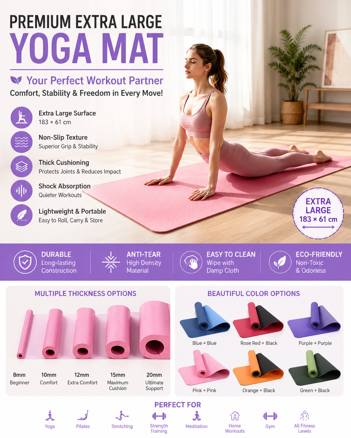 High-density, high-elasticity shock-absorbing and sound-insulating yoga mat