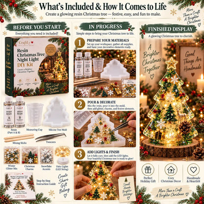 🎄Beginner-Friendly Resin Christmas Tree Night Light DIY Kit✨