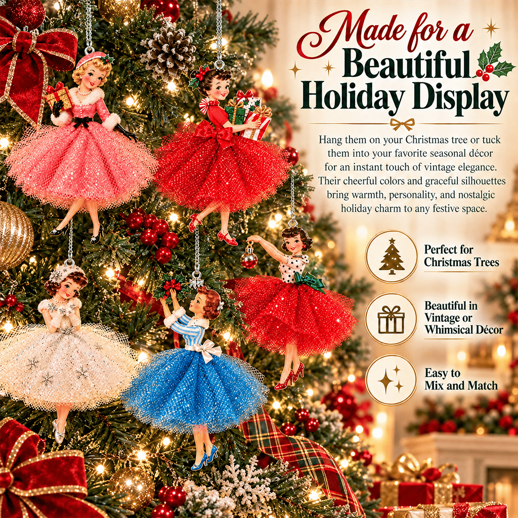🎄 Vintage Christmas Lady Ornaments – Bring Back the Magic of the 1950s ✨
