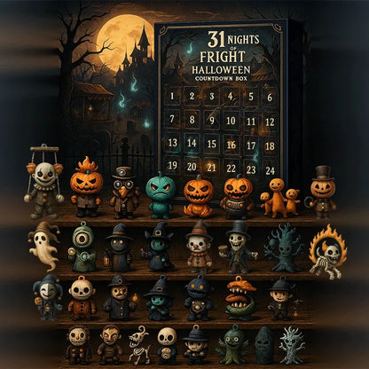 🎉 🎃 31 Nights of Fright Halloween Countdown Box | 31 Unique Mini Figurines, Hanging Charms & Spooky Collectibles with No Repeats 👻✨
