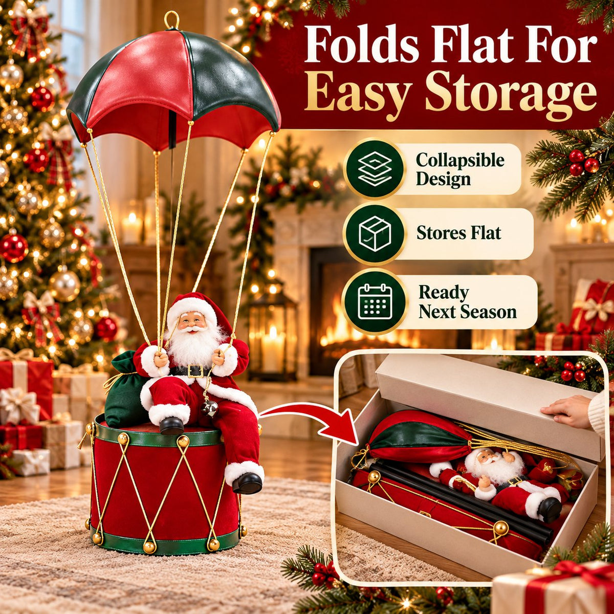🔥The Floating Santa Experience – Cordless Glow & Musical Magic