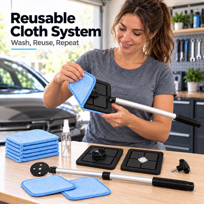 Dual Magnetic Car Windshield Cleaner | Streak-Free Auto Glass Cleaning Kit