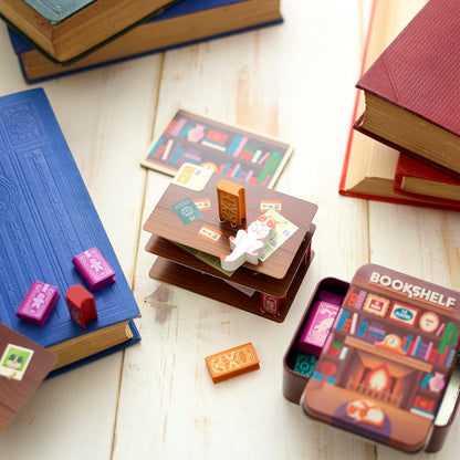 Bookshelf Cooperative Balance Stacking Game Travel Tin for 2-4 Players Ages 8+
