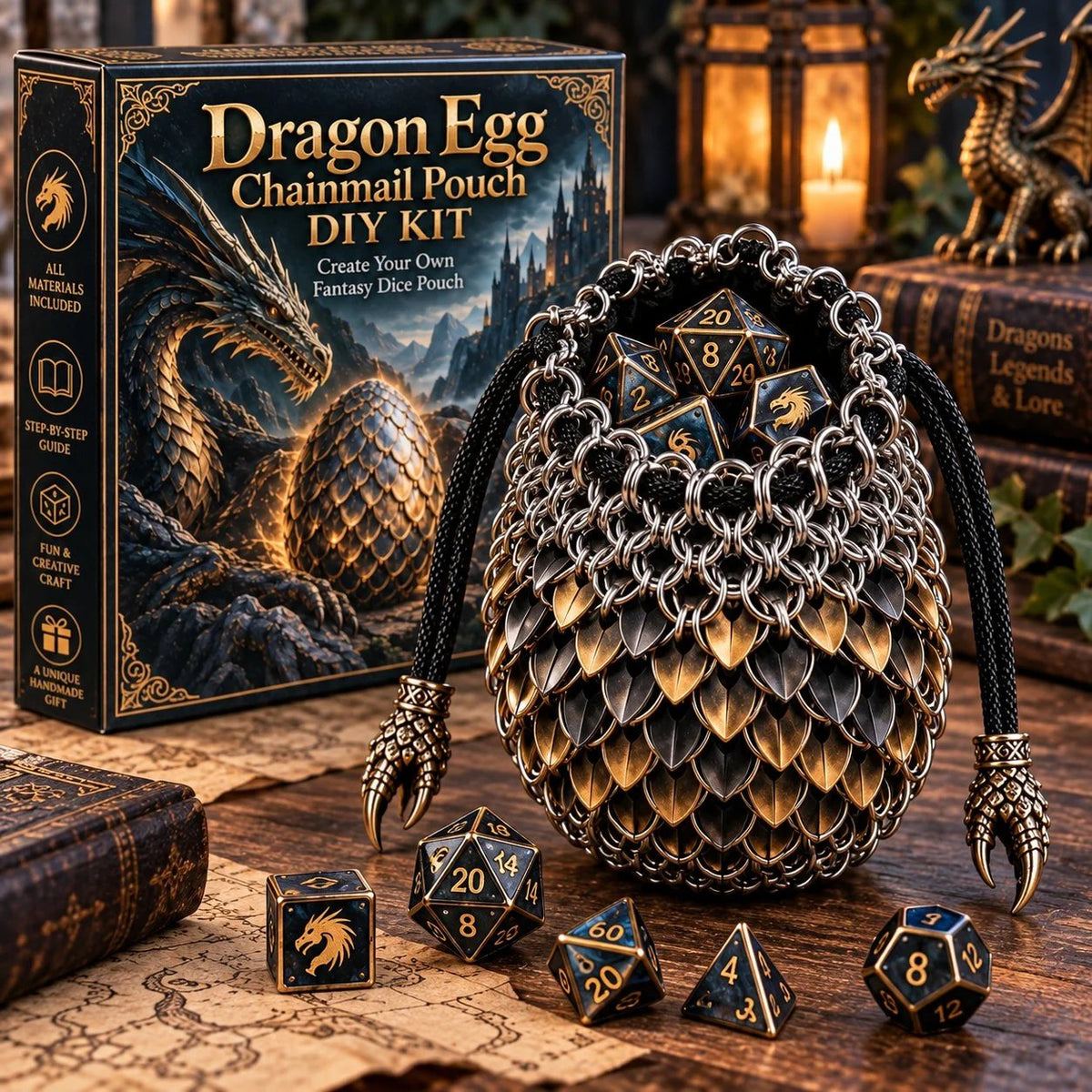 Dragon Egg Chainmail Pouch DIY Kit – 8 Fantasy Styles