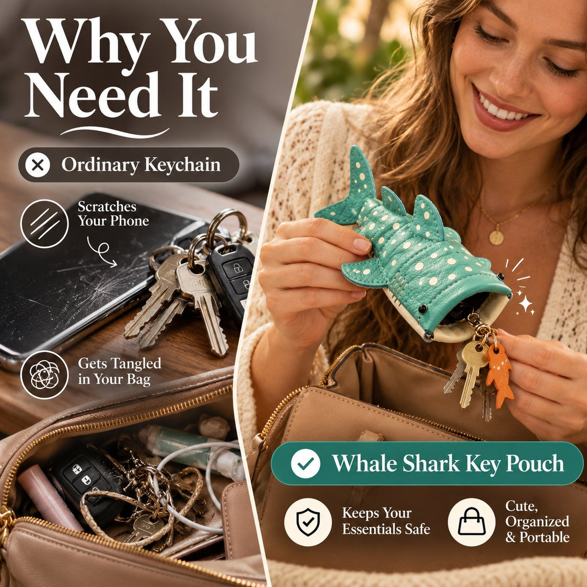✂️ Premium Leather Whale Shark Coin Purse | Hand-Stitched Ocean Key Holder