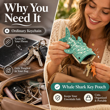 ✂️ Premium Leather Whale Shark Coin Purse | Hand-Stitched Ocean Key Holder