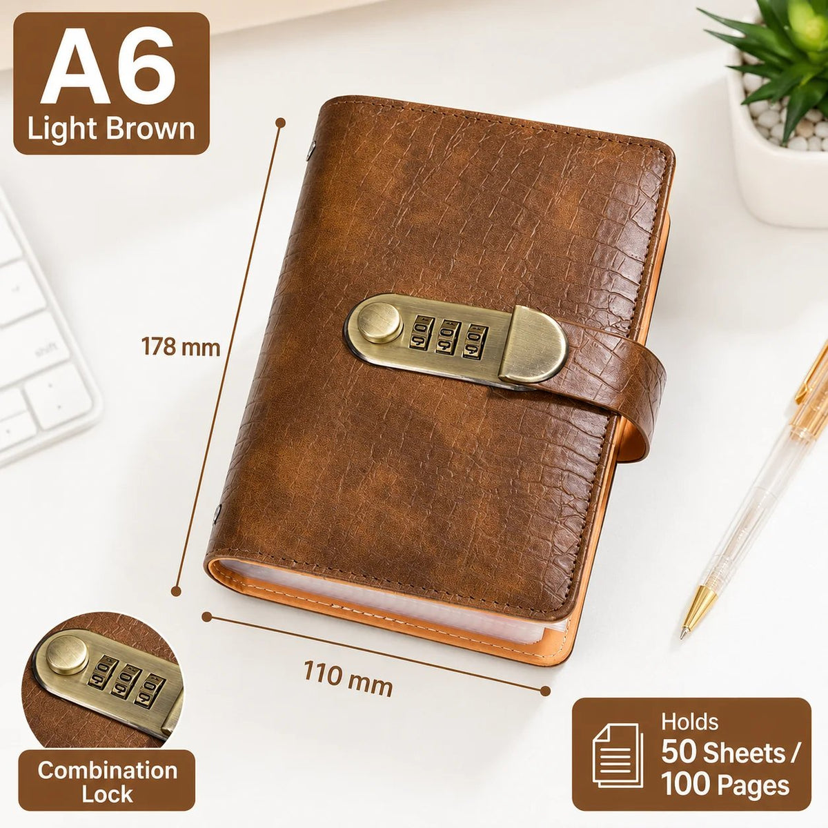 A6 Savings Notebook with Lock - Budget Planner & Organizer