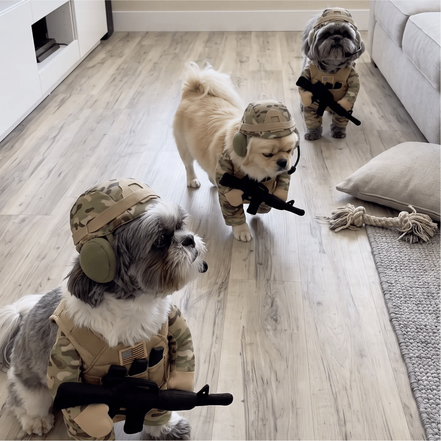 🔥Funny Tactical Soldier Pet Costume – Front-Facing Military Uniform for Dogs & Cats