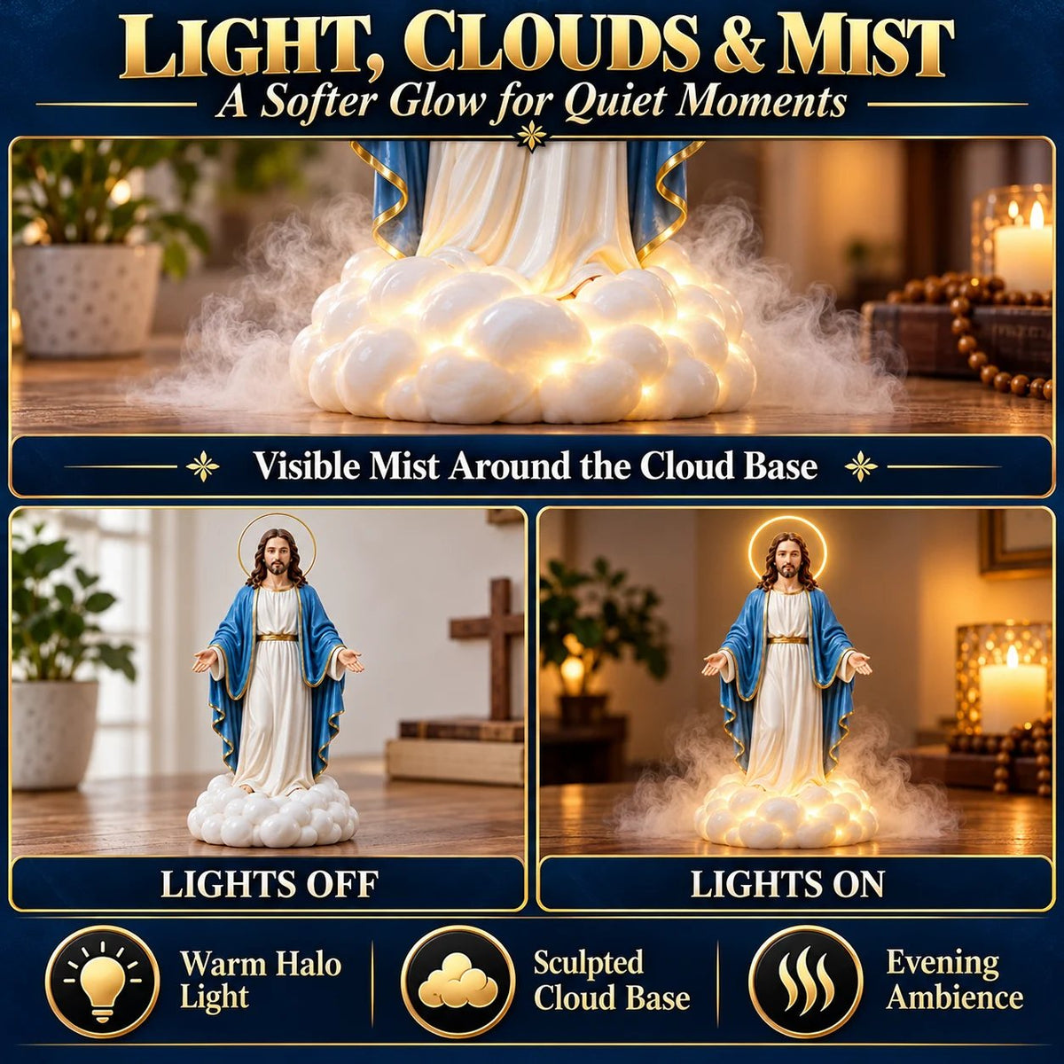 🎁 LAST DAY 49% OFF✝️✨ Holy Mist Humidifier —  Daytime Décor, Evening Glow☁️💛