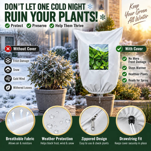 🌿 WINTER GARDEN ESSENTIAL | Plant Frost Protection Cover –Breathable Reusable Cover for Shrubs, Pots & Young Trees