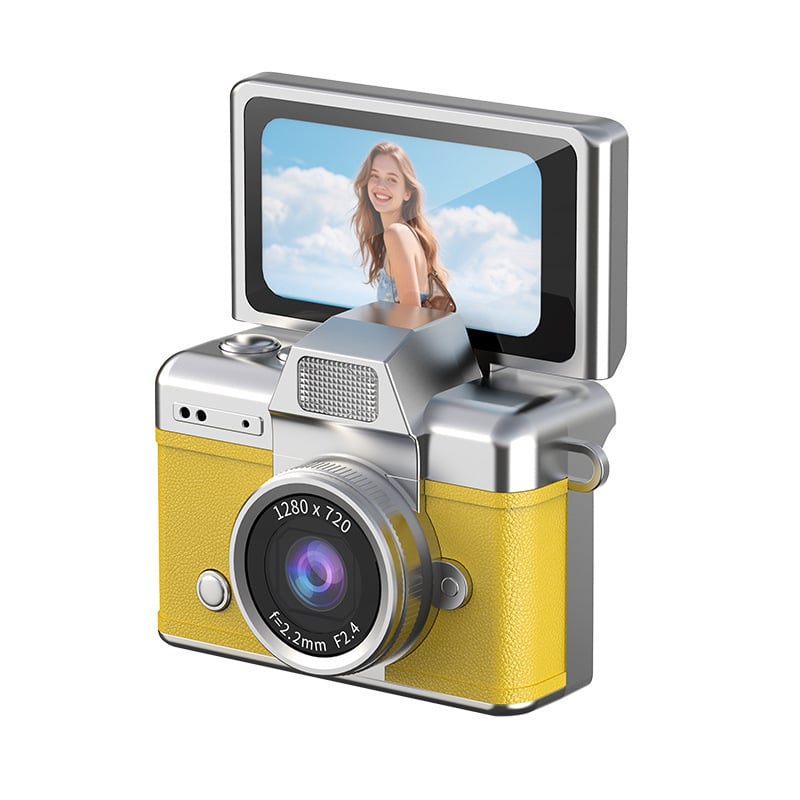 Retro Mini Digital Camera — 1080P Flip Screen, Keychain Size, Y2K Film Style