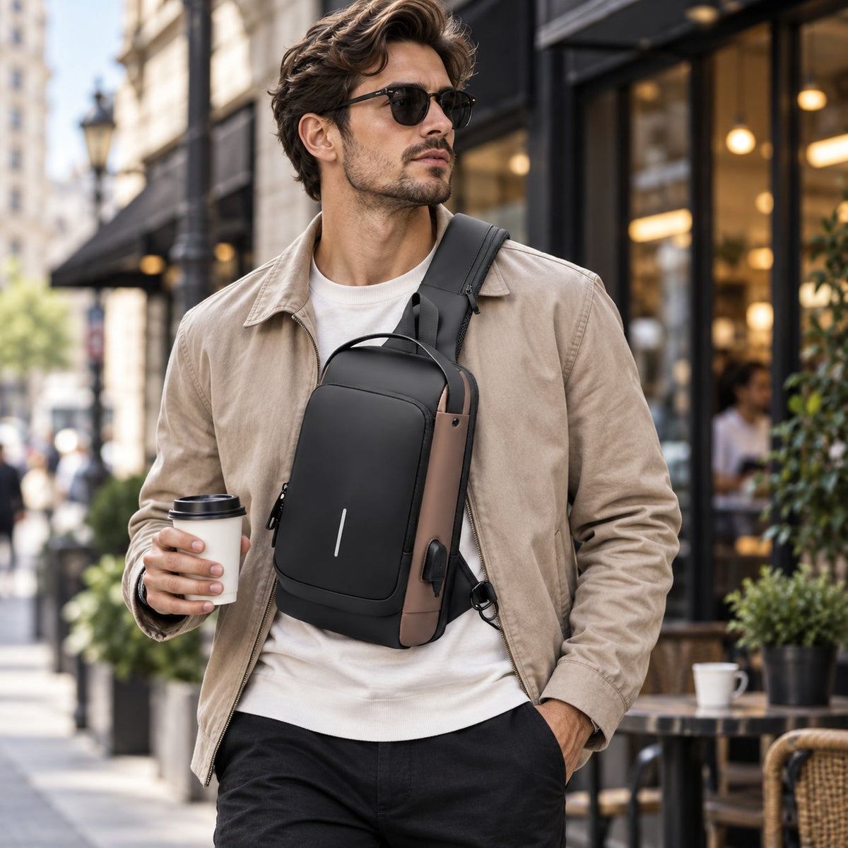 🔒 Anti-Theft Smart Sling Bag | Built-in USB Charging & Secure Combination Lock