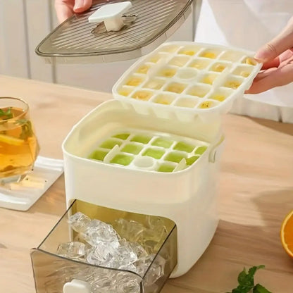 48-Compartment Portable Ice Maker with Easy-Press Lid, Double-Layer Silicone Tray & Durable Countertop Design for Drinks & Frozen Foods