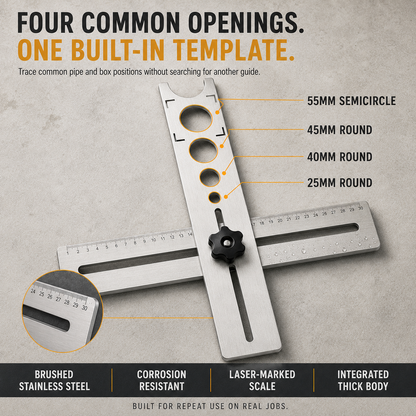 📐 Adjustable Tile Hole Positioning Ruler – Precise Multi-Hole Measuring & Marking Tool