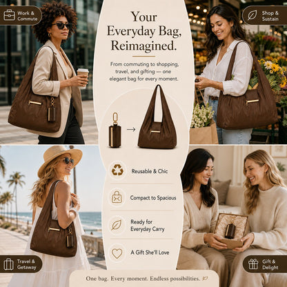 Varelli Charm Transformable Bag – Stylish Vegan Leather Tote & Keychain Charm