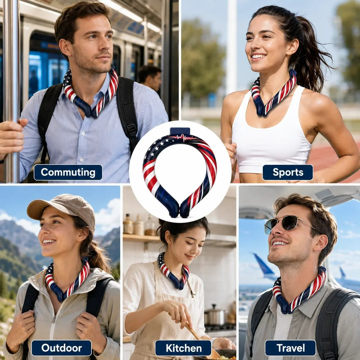 ❄️ Reusable Cooling Neck Ring | Hands-Free Portable Ice Neck Cooler for Summer Outdoor Sports Travel Camping Gardening